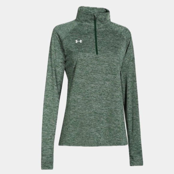 Under Armour Women's Heathered Green Quarter-Zip Sweatshirt - Picture 1 of 9
